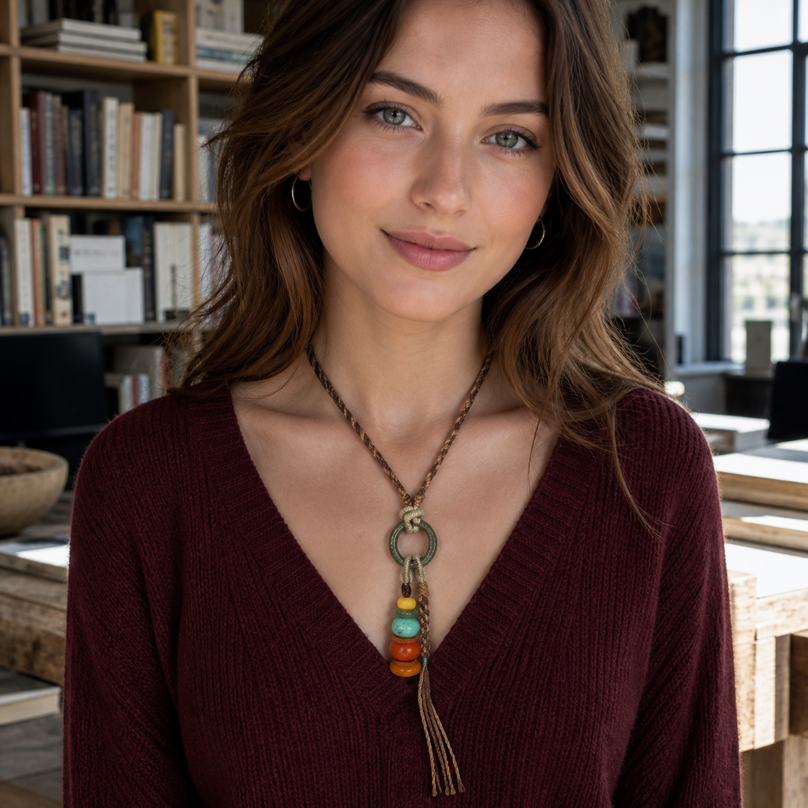 Five-Tone Stacked-Bead Pendant lifestyle view
