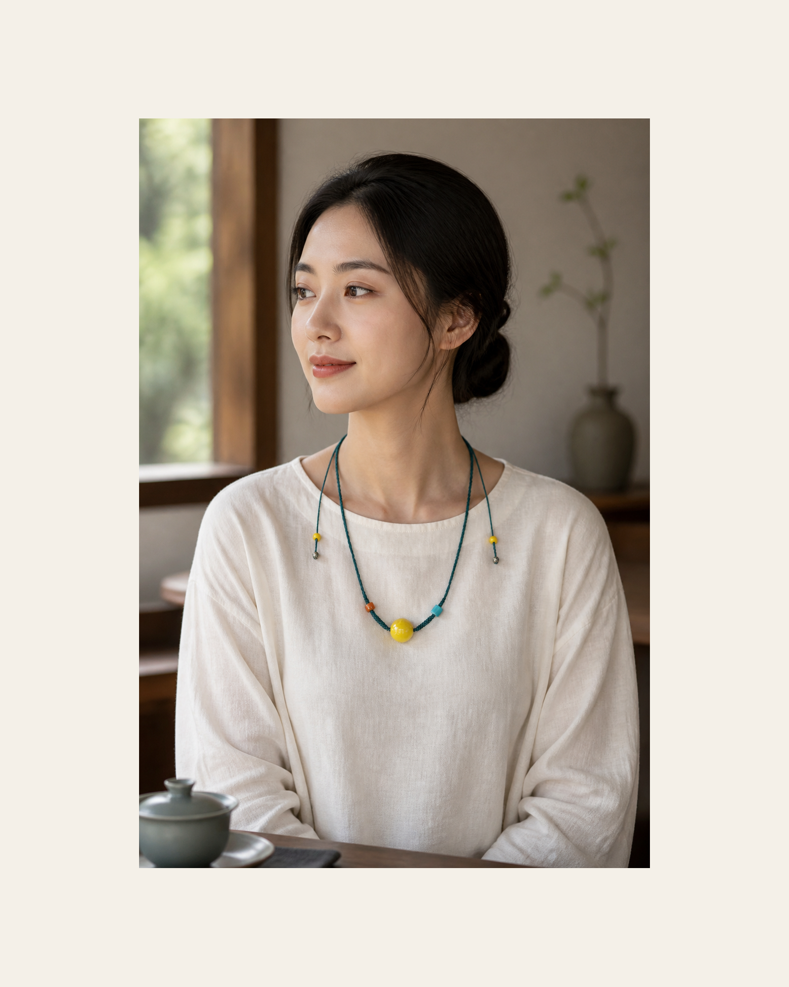 Golden Orb Cord Necklace lifestyle view