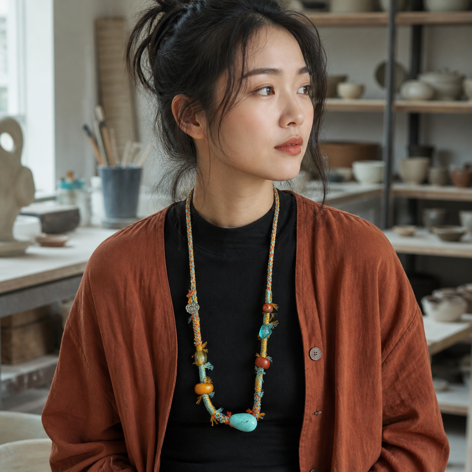 Nomad Color Braided Necklace lifestyle view