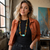 Nomad Color Braided Necklace — young Western woman styling view Nomad Color Braided Necklace — young Western woman styling view