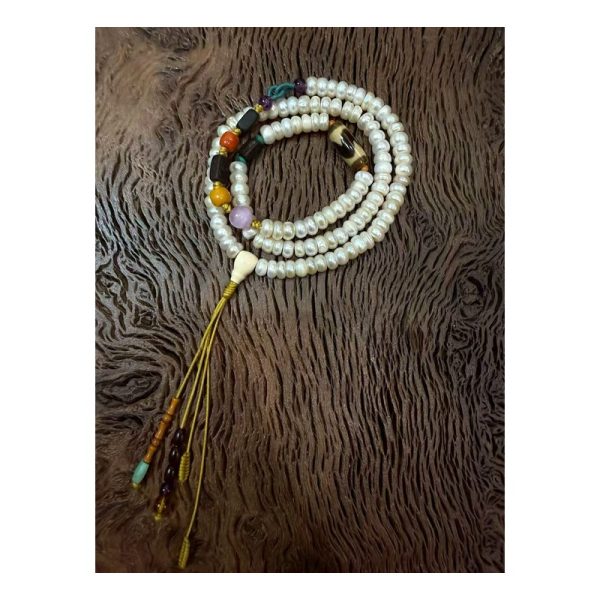 Pearl & Pattern Long Necklace — faithful square product view Pearl & Pattern Long Necklace — faithful square product view