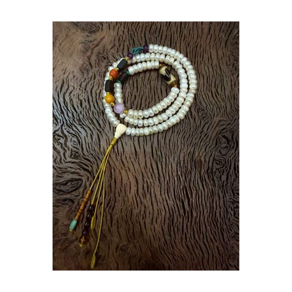 Pearl & Pattern Long Necklace — full product view Pearl & Pattern Long Necklace — full product view