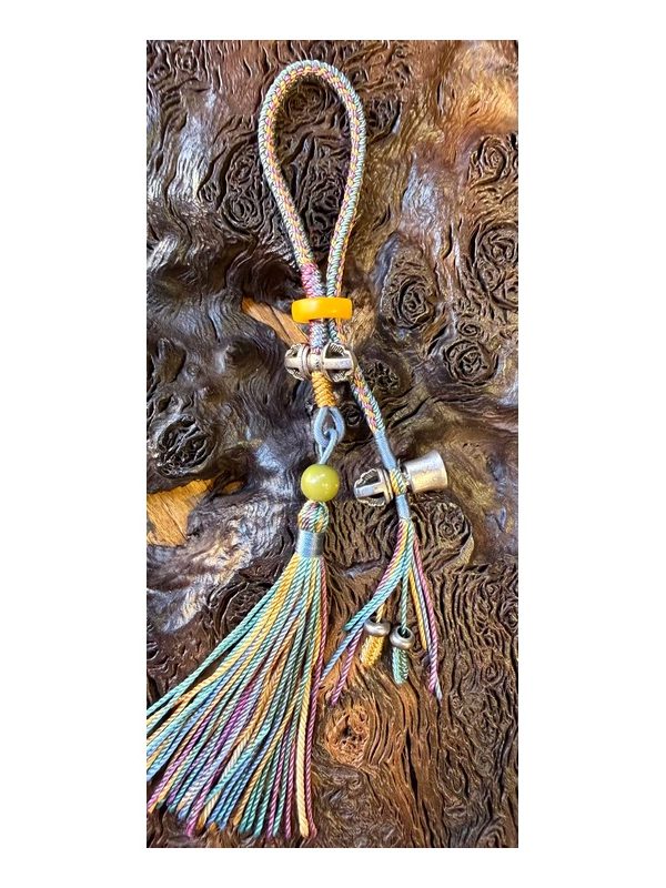 Rainbow Tassel Knot Charm — faithful square product view